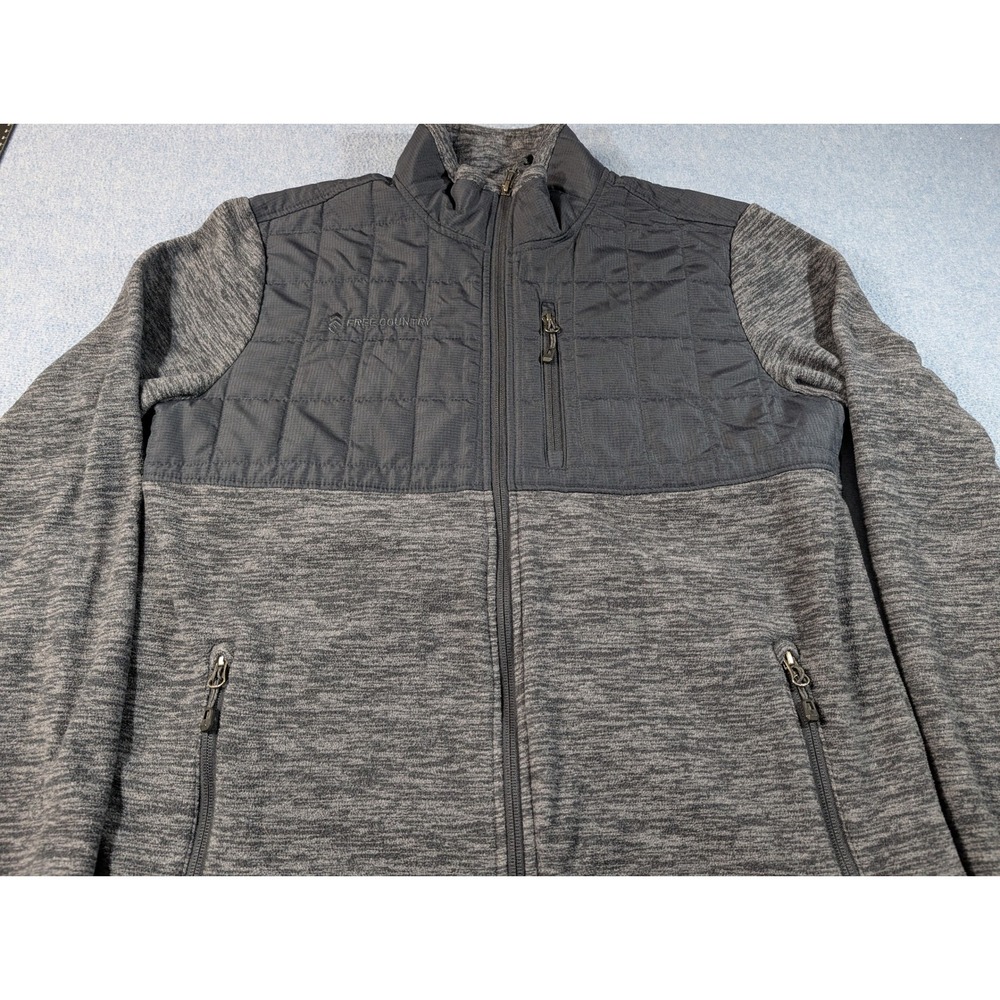 Free Country Mens Hybrid Fleece Jacket Gray Quilted Full Zip 268-M93337S Small - Picture 2 of 9